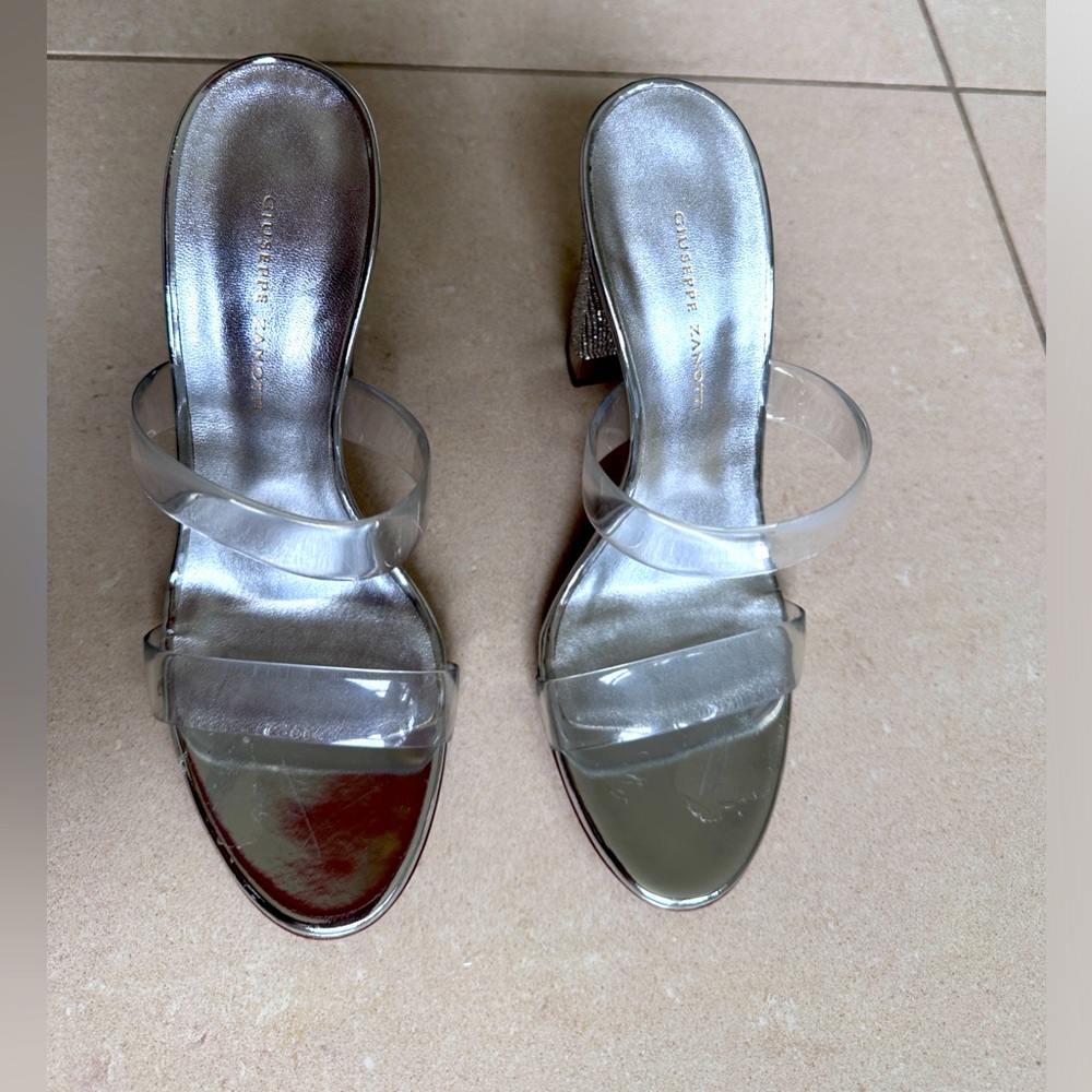 Giuseppe Zanotti Jelly Crystal Block Heel Sandal Size 7.5